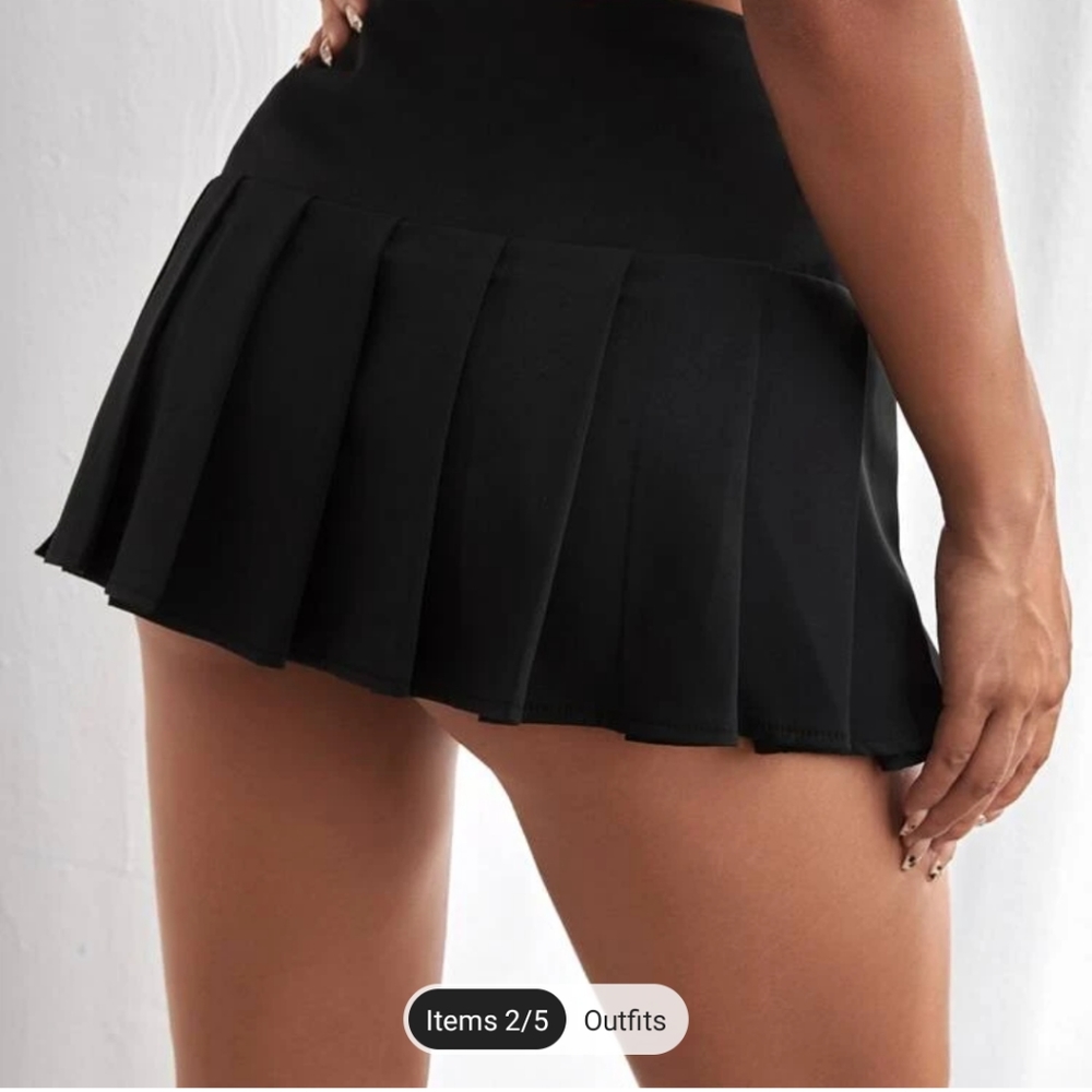 Shein Black Pleated Skirt